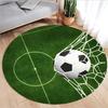 Soccer Field Area Rug Round Green Grass Soccer Carpet for Sports Non-Slip Football Rug for Boys and Girls' Sports Room
