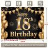 18th Birthday Party Backdrop Gold Black Polyester Banner 229.87 X 179.83 Cm Photo Booth Decoration