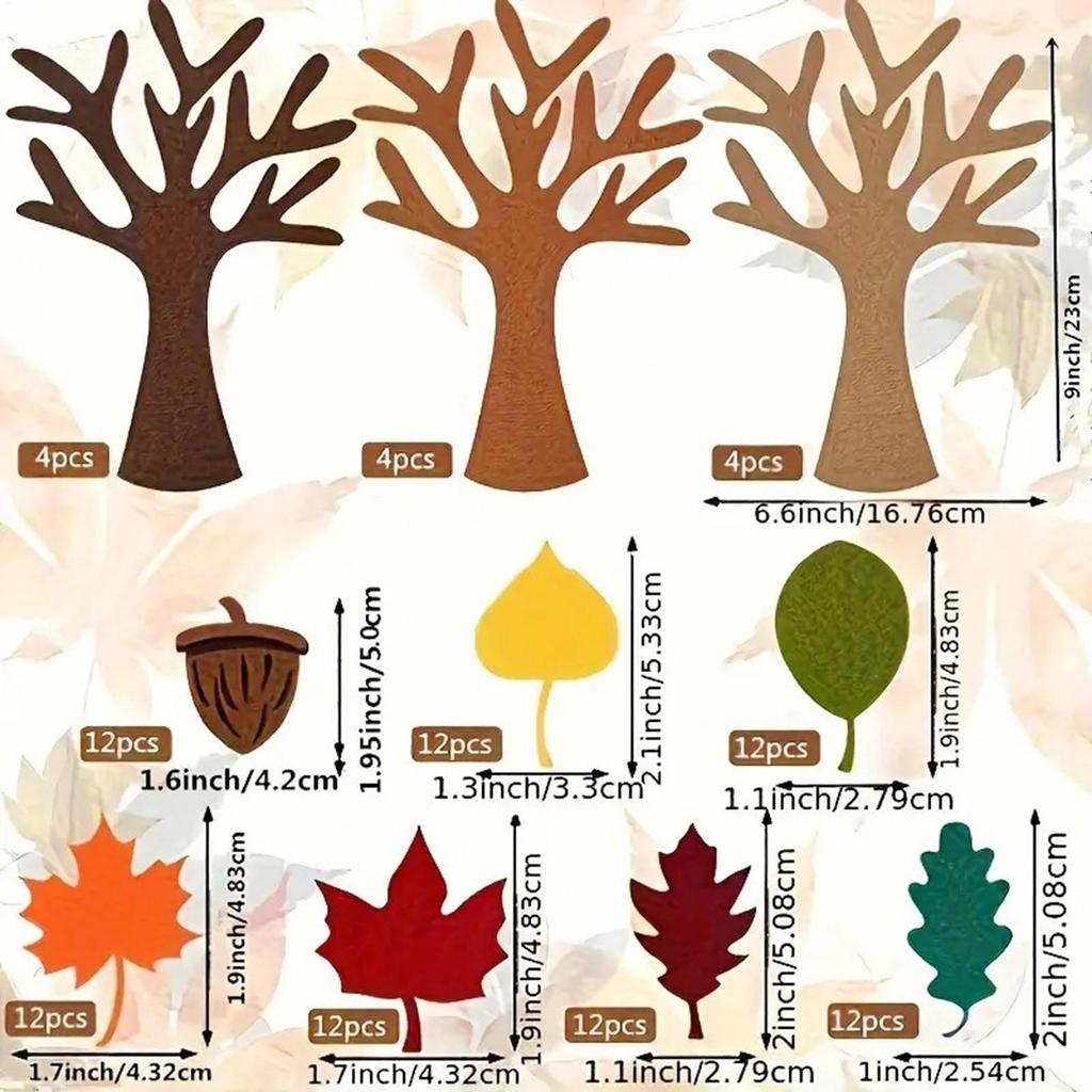 Felt Tree Craft Kit 96 Pieces Maple Leaves Fall Thanksgiving Decor DIY Felt Board Set Kids Home Party Supplies Christmas Gifts
