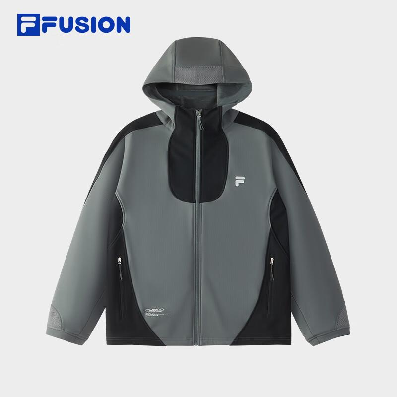 FILA FUSION Men s Fleece-Lined Patchwork Hooded Woven Jacket L