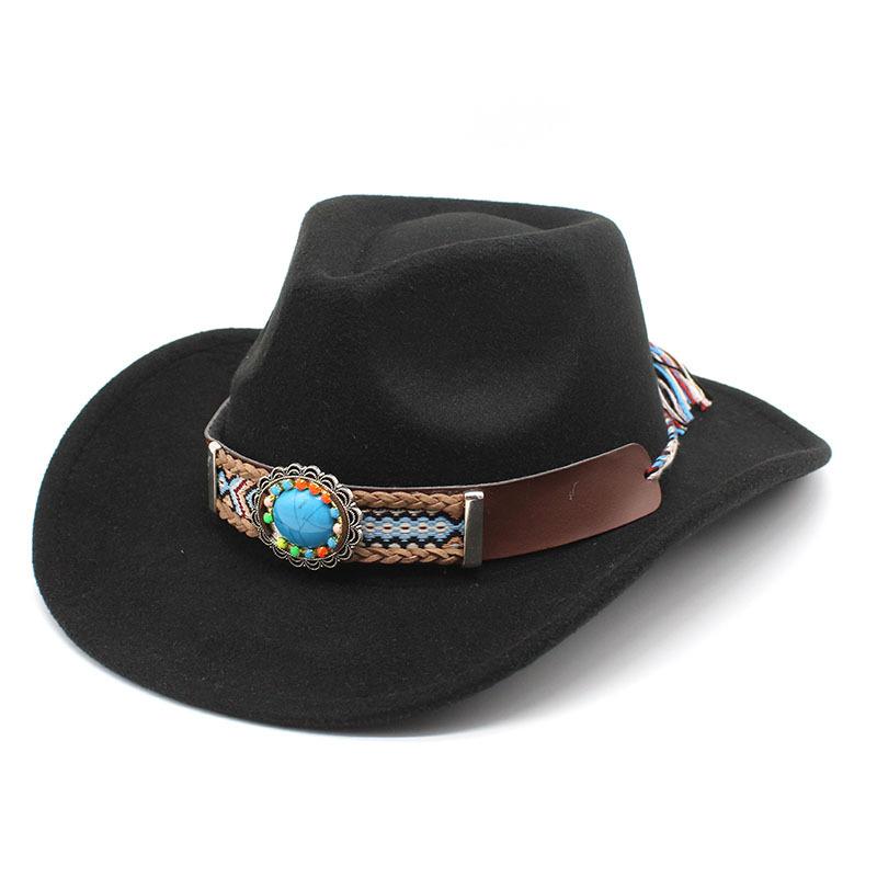 Casual Versatile Retro Ethnic Style Men'S And Women'S Parent-Child Western Cowboy Hat Big Edge Wide Edge Sunshade Top Hat