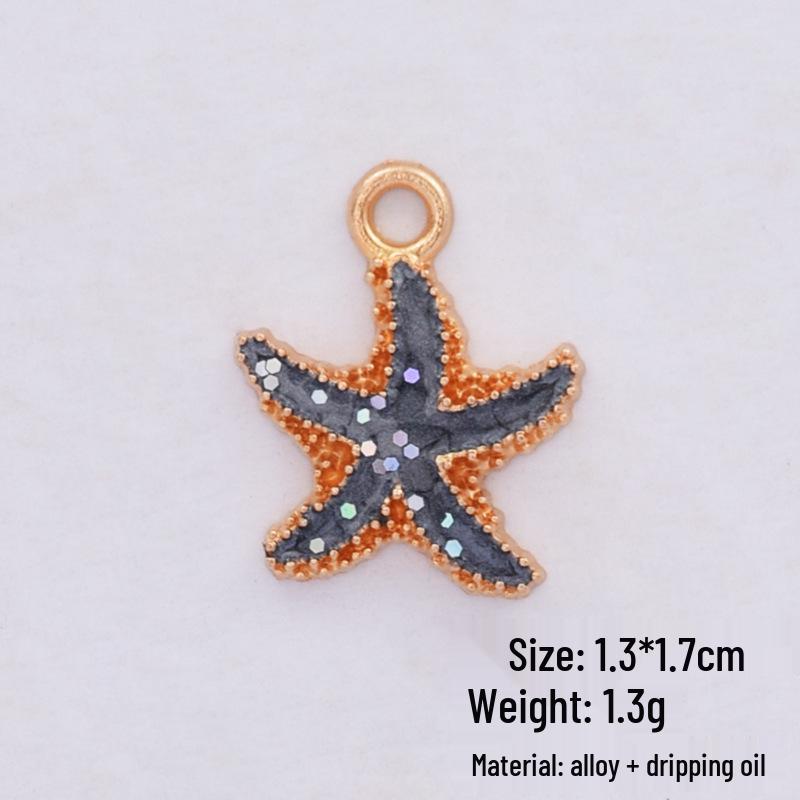 Korean Alloy Pearlescent Seashell & Starfish Pendant for DIY Jewelry Accessories