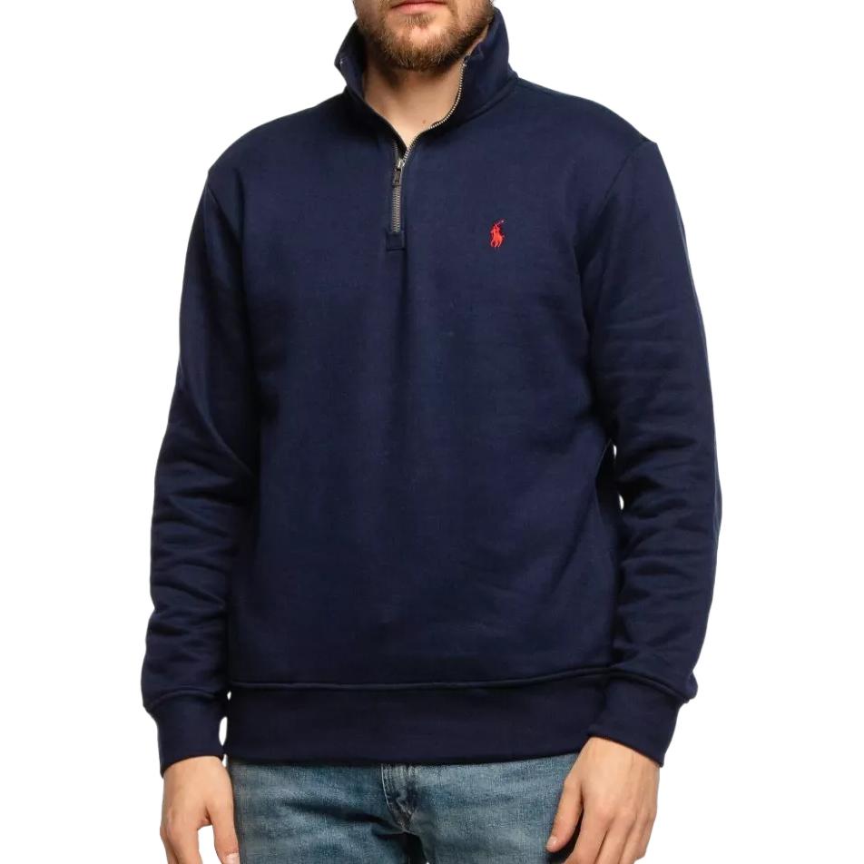 Polo Ralph Lauren Logo Embroidered Half-Zip Long Sleeve Sweatshirt Men sweatshirt Blue 710962519-003