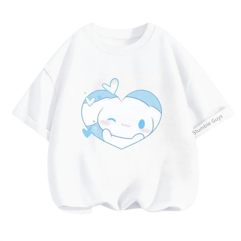 Cinnamoroll Cartoon Sanrio T-shirt Kids 3-14Y Boys Clothes Girls Summer Casual Tops Wear