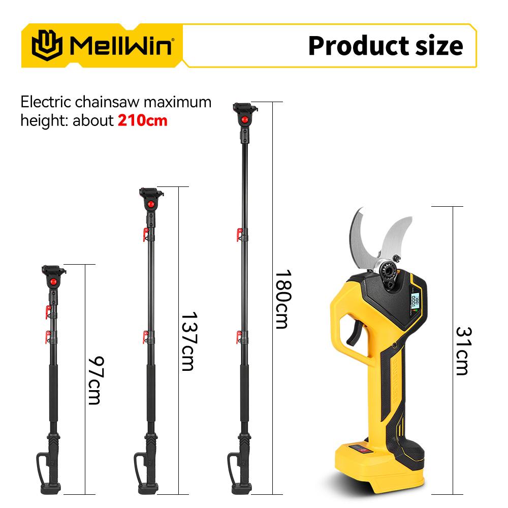 MELLWIN 2IN1 Brushless Electric Pole Pruner Shear With 180CM Telescoping Pole Garden Pruner Shear Tool For Makita 18VBattery Pin