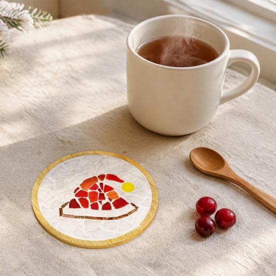 Handmade Christmas Present Ideas Mosaic Coaster DIY Kit, Festive Art Santa Wreath Acrylic Tile Supplies Snowman Pattern, Craft Kit for Adults, Holiday