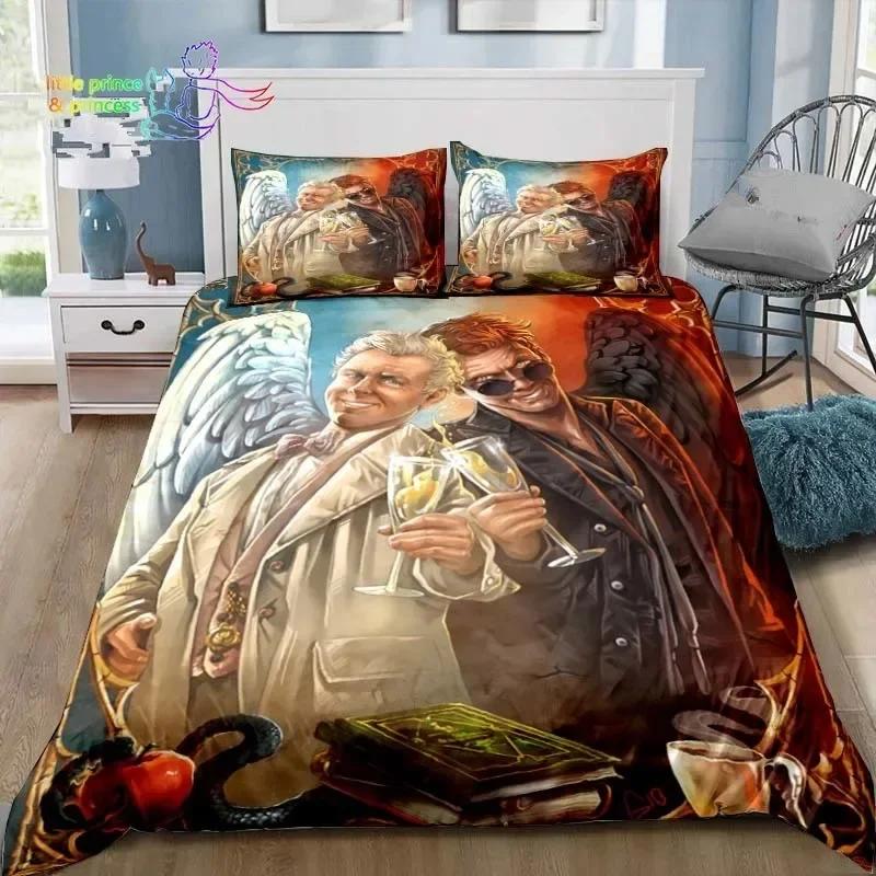 Good Omens Love Bedding Set Single Twin Full Queen King Size Bed Set Adult Kid Bedroom Bedding Gift