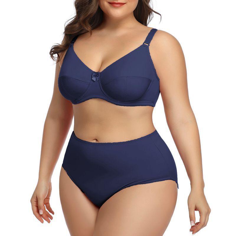European and American Plus Size Bra Set Ultra-thin Sexy Underwear Comfortable Breathable Large Cup Smooth Bra
