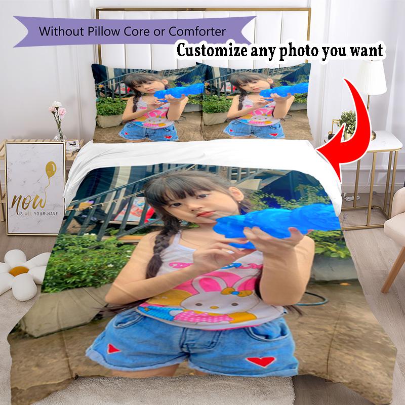 Customize Photos Customize Your Photo Bedding Set Breathable Duvet Cover with Pillowcases Home Decoration Birthday Gift