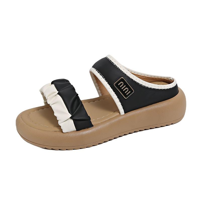 

With skirt cool slippers women wear new summer models not tired feet beach cool slippers women large size 42 чёрный