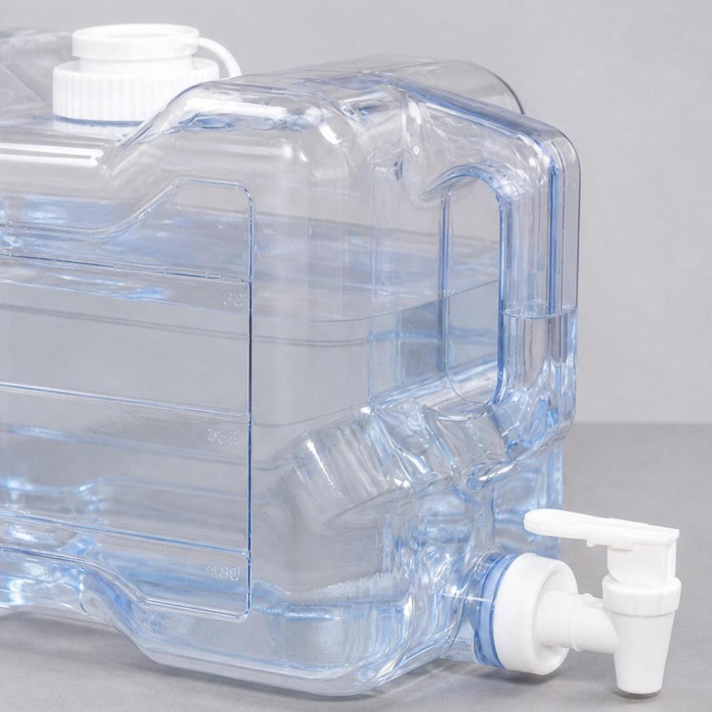 Transparent PETG Water Container with Faucet Recyclable Clear Screw Top Opening