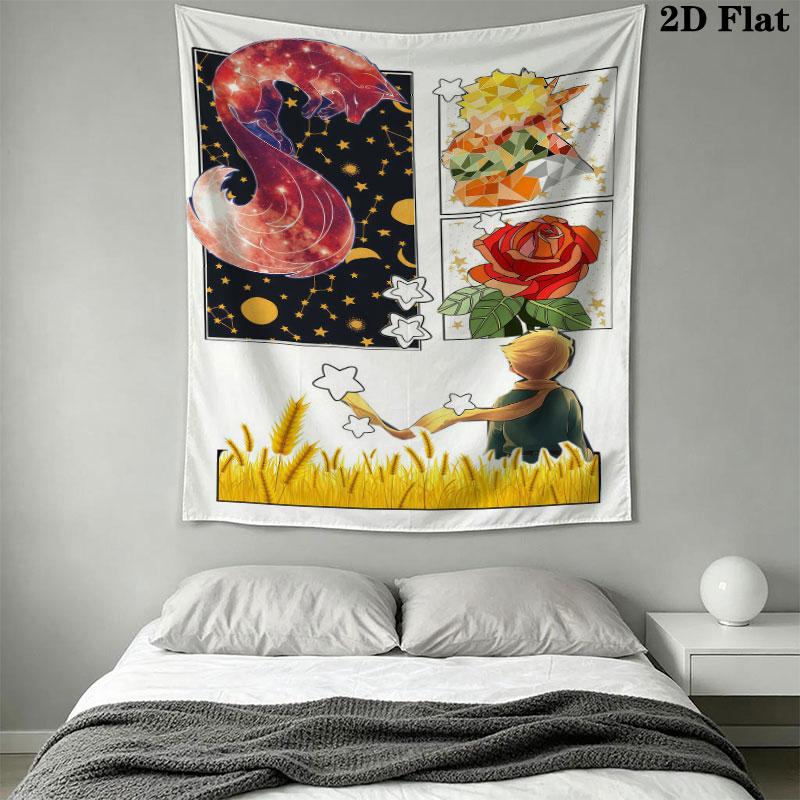 Little Prince Hush Wall Hanging Printed Fabric Blanket Decorative Tapestries for Bedroom Living Room Home Decor
