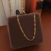 Copper Plated Gold Retro Color Block Drip Oil Necklace - Fashionable Jewelry Clavicle Chain