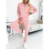 New Women's Half Button Long Sleeve Casual Sports Two Piece Set