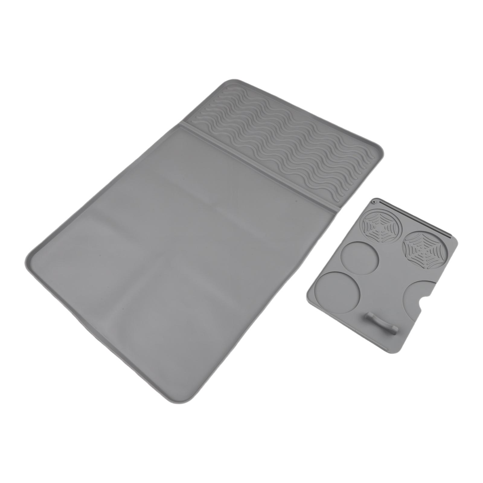 

Two Part Design Coffee Mat Coffee Mat Non-Slip Tamping Mat 24x15.9cm 9.44x6.28inch Dish Drying Mat Spacious Main Mat серый