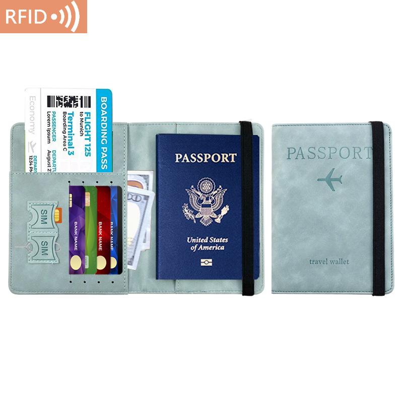 Unisex PU Leather Passport Holder - RFID Blocking Travel Wallet for Credit/ID Cards & Tickets (Men & Women)