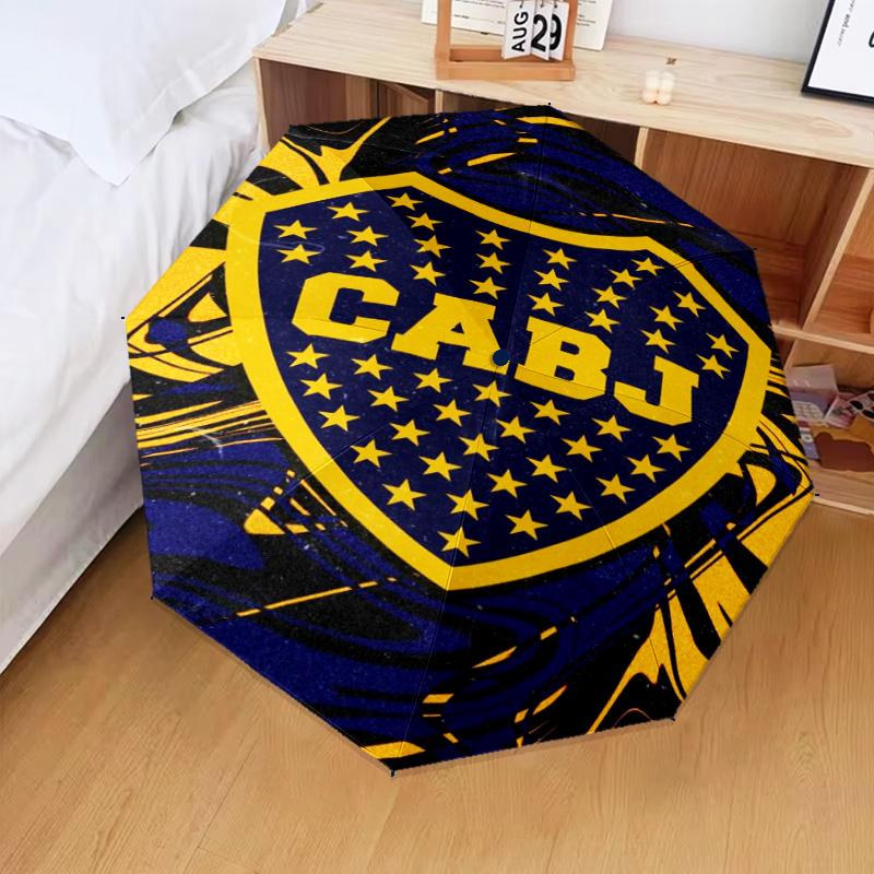 1 Stück Boca Juniors Fußballverein Design Regenschirm Faltbarer Regenschirm, Automatischer Regenschirm 8-Rippen für Reisen, Camping Fan Geschenke Weihnachtsgeschenke