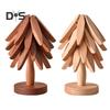 Wooden Trivets for Hot Dishes Tree Shape Trivet Set Special Texture Coaster Hot Pot Holder 4 Triangular Mats + 1 Stand Multifunctional Kitchen Table