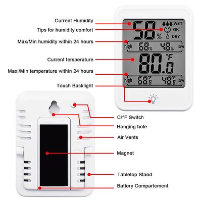 LCD digitalt termometer Hygrometer Innendørs Rom Elektronisk Temperatur Fuktighetsmåler Sensor Måler Værstasjon For Hjem