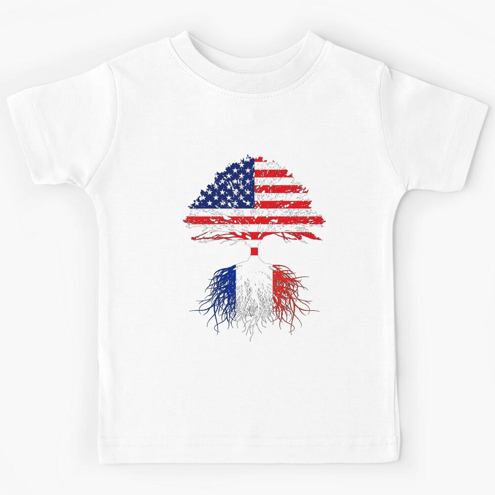 France Immigrant Roots  Born From France USA Flag | French American | US Naturalization Christmas Birthday Ceremony Gift Kids T-Shirt 100
