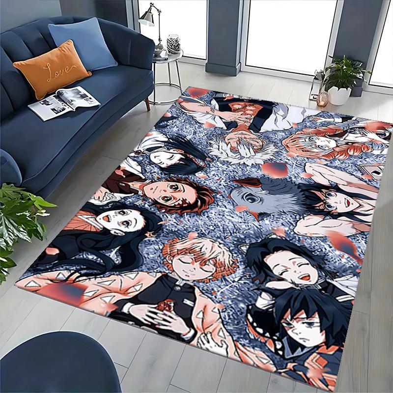 1pc Anime Demon Slayer Characters Chair Mat - Office Desk Carpet, Anti-Slip Floor Protector for Home Decor, Gaming Room, Bedroom, Living Room, and Mor