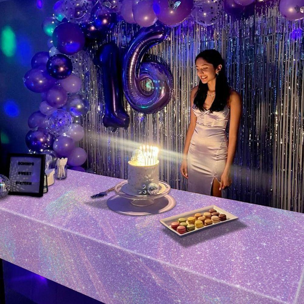 Shiny Disposale Tablecloth Aluminum Film Party Decoration  Birthday Wedding Party Supplies