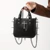 Gothic Handbag for Women Studded Small Square Crossbody Bag PU Leather Shoulder Purse with Cross Design New Arrival Biker Tote