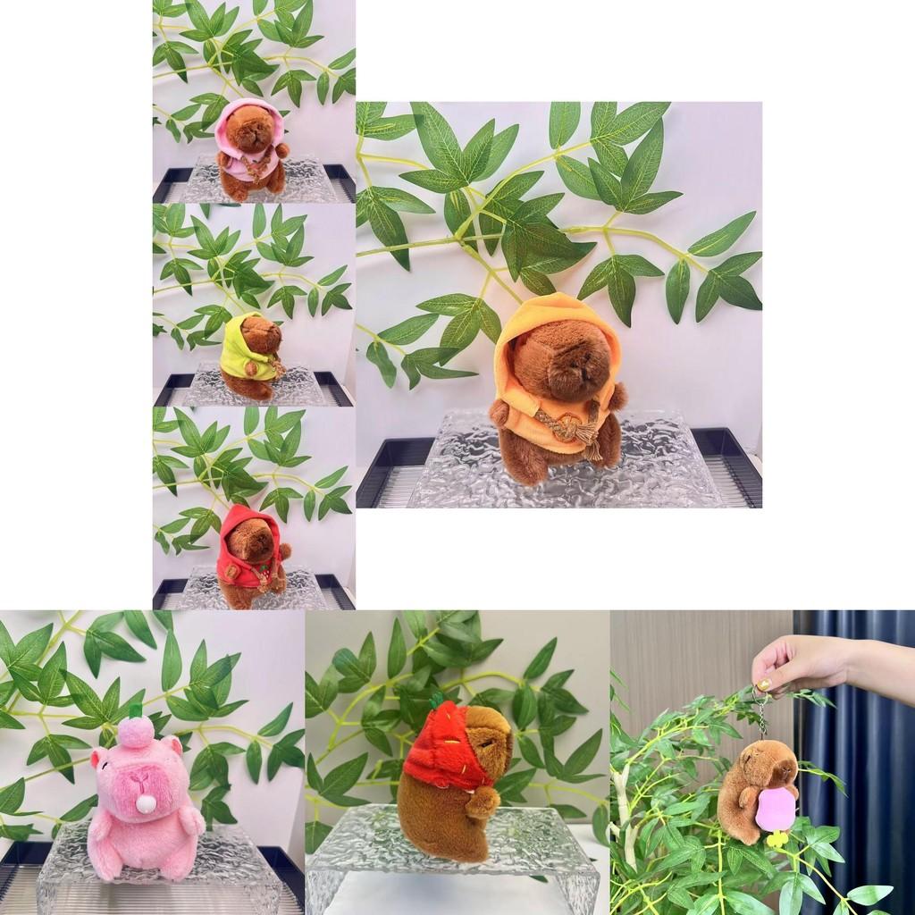 Adorable Plush Capybara Doll Keychain With Colorful Hoodie Perfect For Gifts