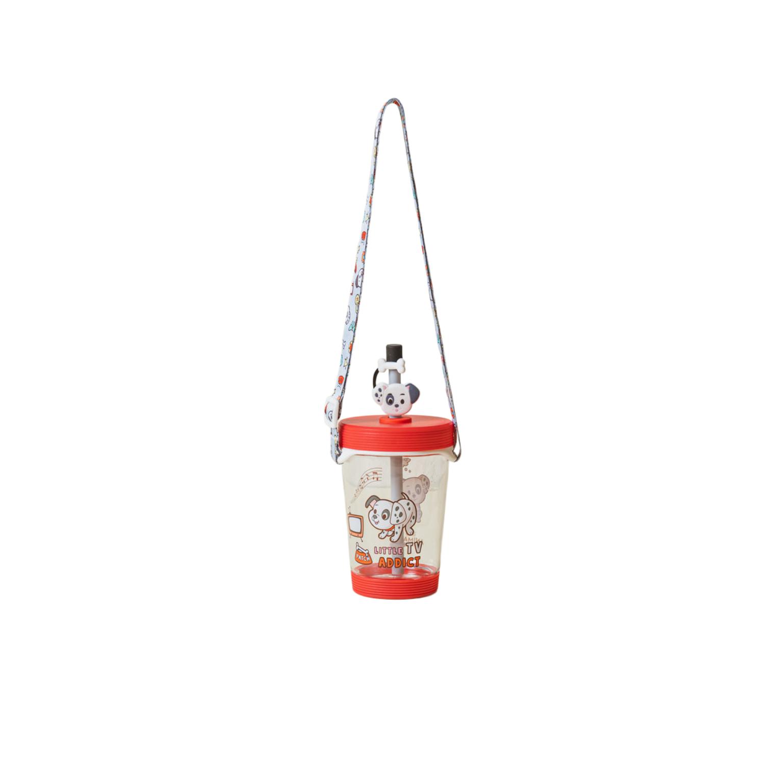 

daiso korea Disney Animals Decorative Strap Straw Cup 500ml червоний