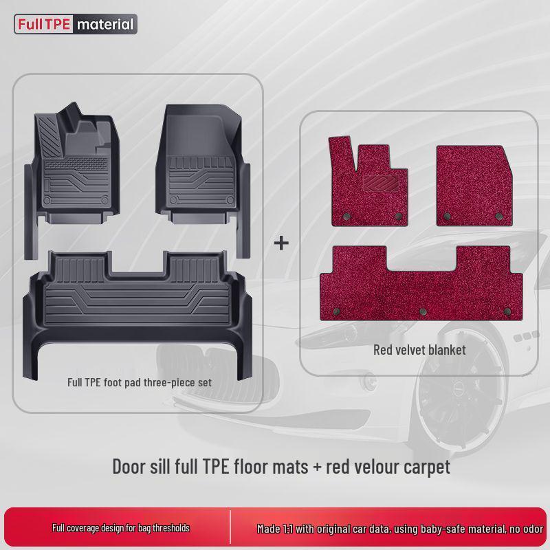 TPE Surround Titanium 7 Car Floor Mats with Leopard Print Door Sill - 2025 Edition