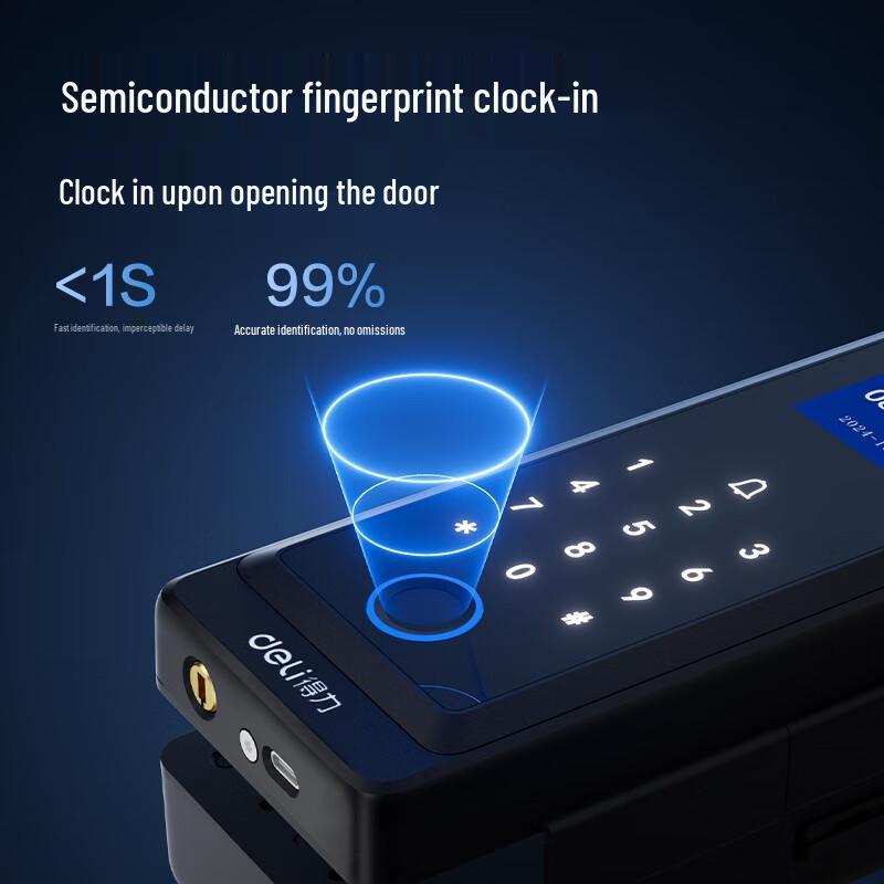 Deli Smart Glass Door Lock with Attendance System CN plug (adapter included)