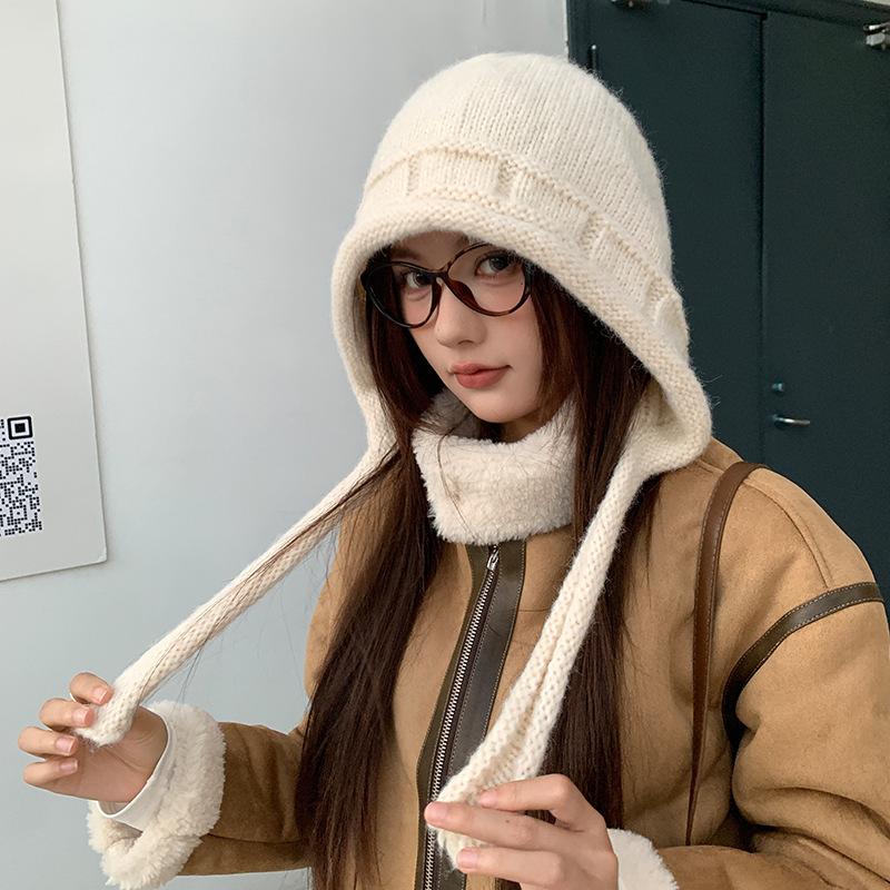 Vintage Fair Island Hat Women'S Windproof And Cold-Proof Wool Hat Warm Ear Protector Lei Feng Hat Show Face Small Knitted Hat