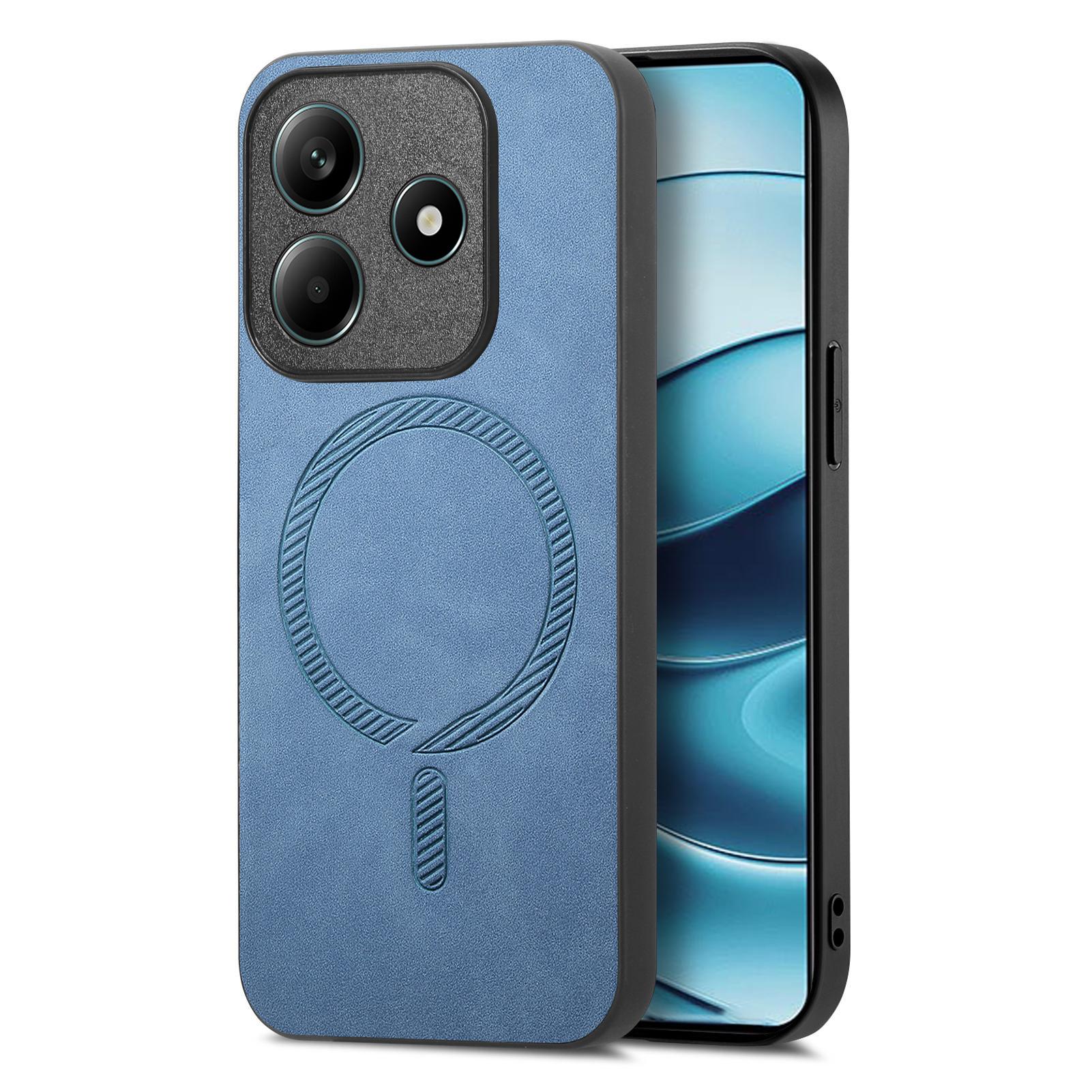 

For Xiaomi Redmi Note 14 5G Leather Back Case Compatible with MagSafe Skin-touch Phone Cover Black