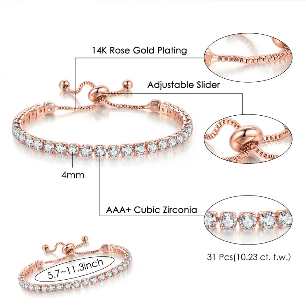 Adjustable Colorful Birthstone Tennis Bracelet for Women Multicolor CZ Crystal Wedding Birthday Gift Hand Jewelry