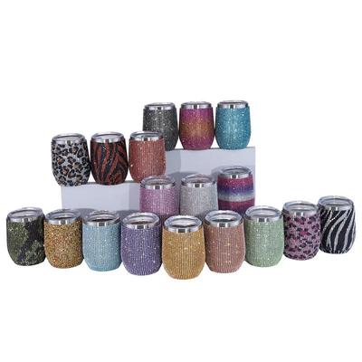 Bling Butelka na wodę Bling Kubek do wina Diamentowy kubek Rhinestone do brokatowego kieliszka do wina Kubki podróżne dla dziewcząt, słomka, szczotka do słomy i szczotka do kubków