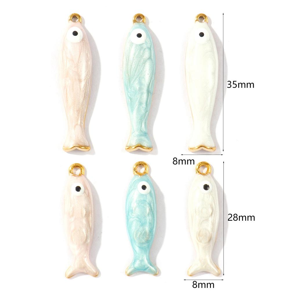 2 Pezzi Smalto Impermeabile Perlescente Pesce Acciaio Inossidabile 304 Charms Gioielli Oceano Pendenti Placcati Oro 18K Per Creazione Collane Fai da Te