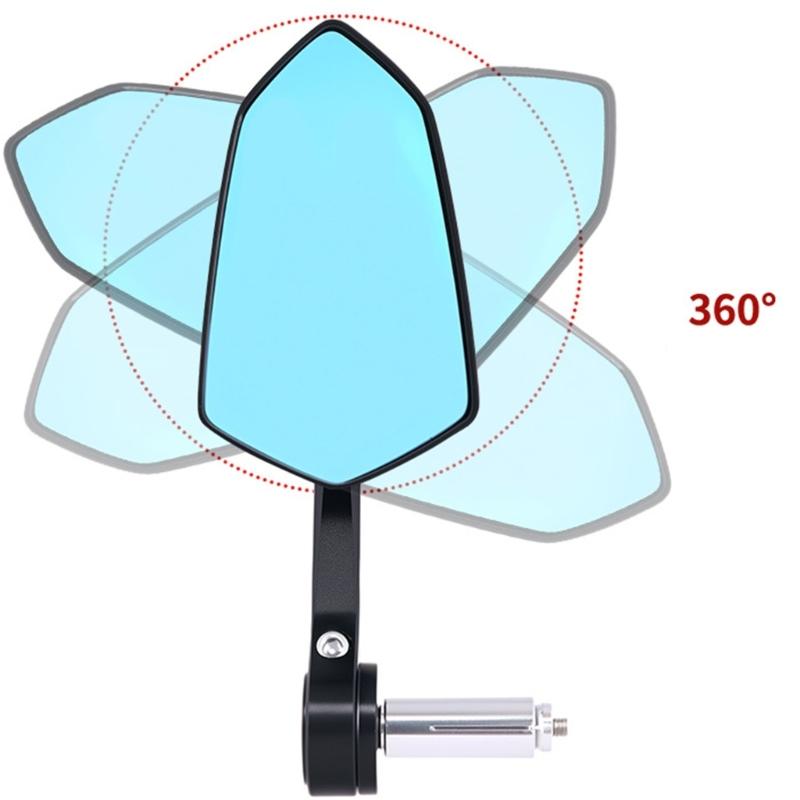 7/8Inch Motorcycle Handlebar End Mirror Inverted Rearview Mirror Universal Replacement 360 Degree Rotating Side Mirror