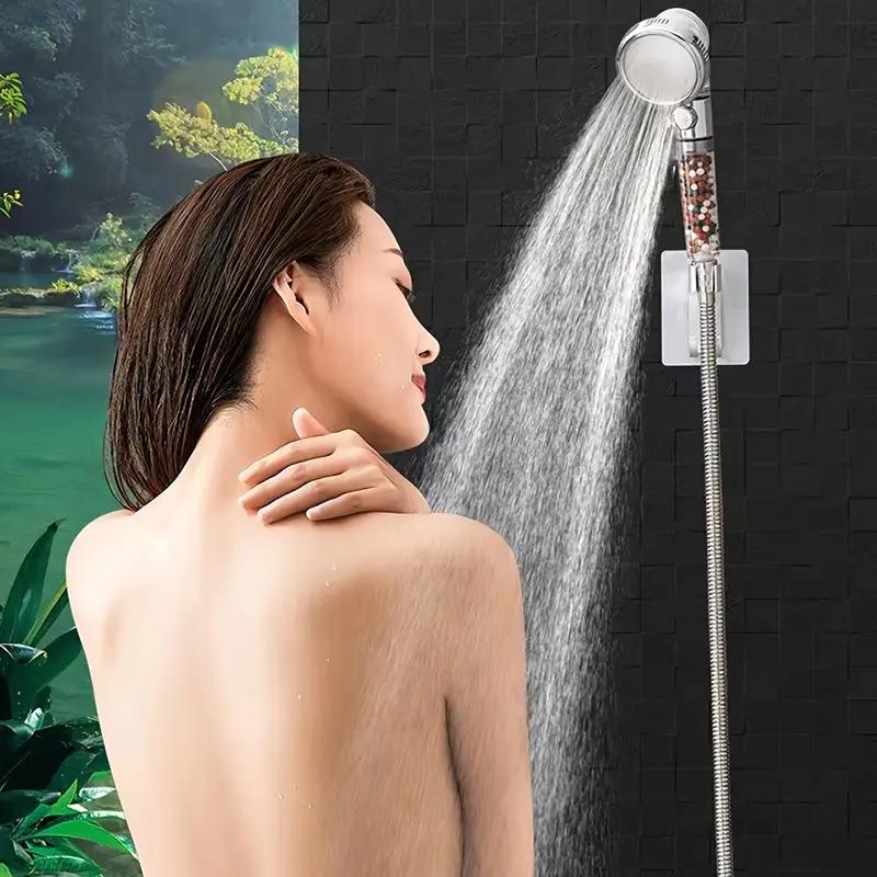 New 3-mode Negative Ion Booster Filter Shower Head One-button Water Stop Handheld Water-saving Bathroom Accessories Set