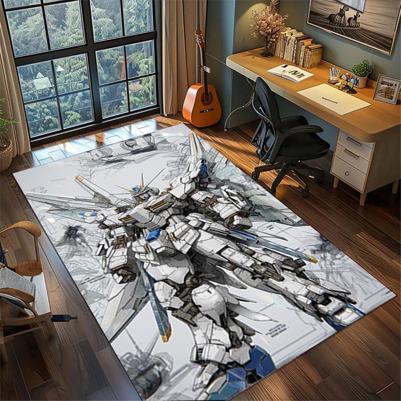 Gundam Area Rug Non Slip Washable Large Carpet Bedroom Gamer Room Decor