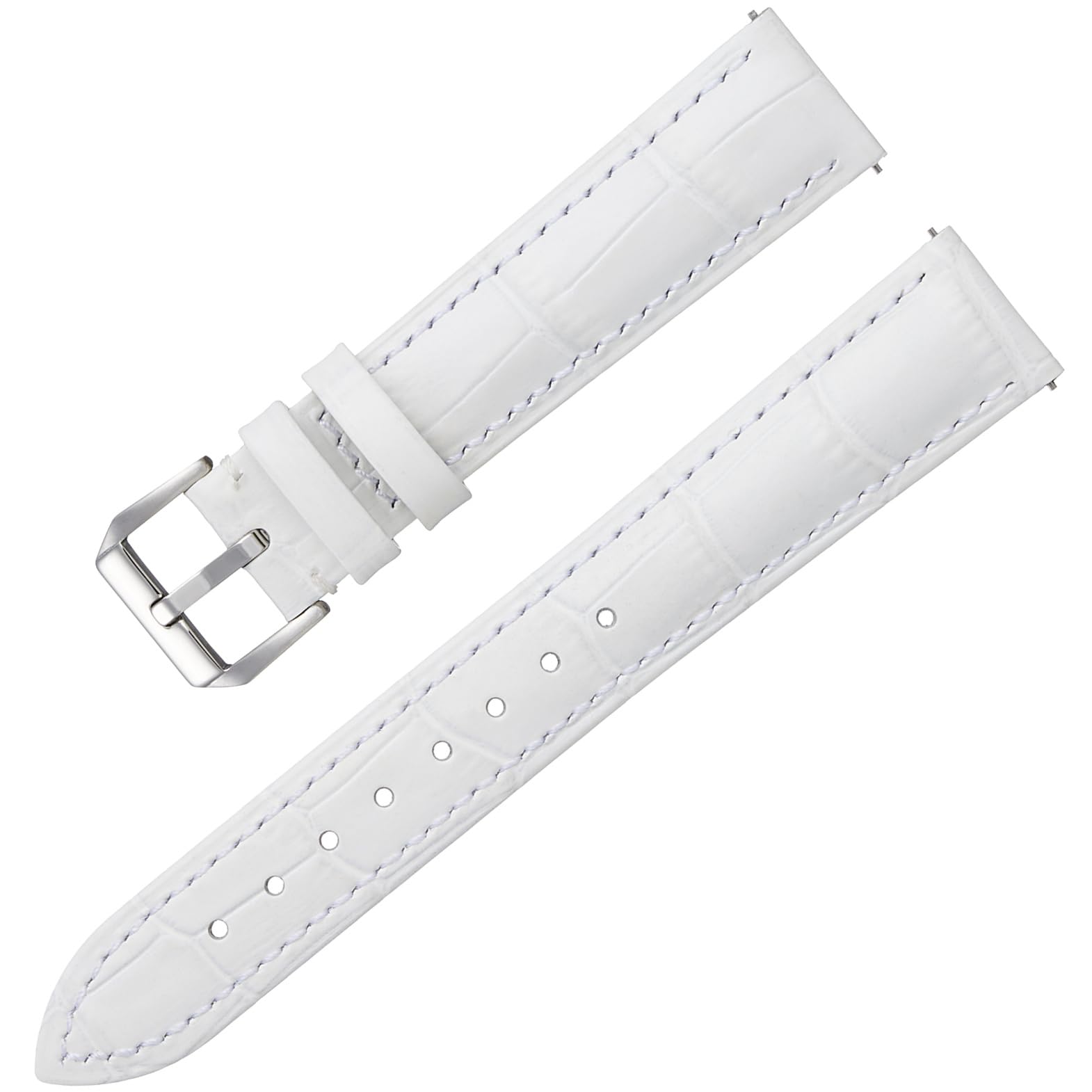

Calm Genuine Crocodile-Embossed Leather Watch Strap, Quick Release, for Watches and Smartwatches, 12mm to 24mm (12mm, White)