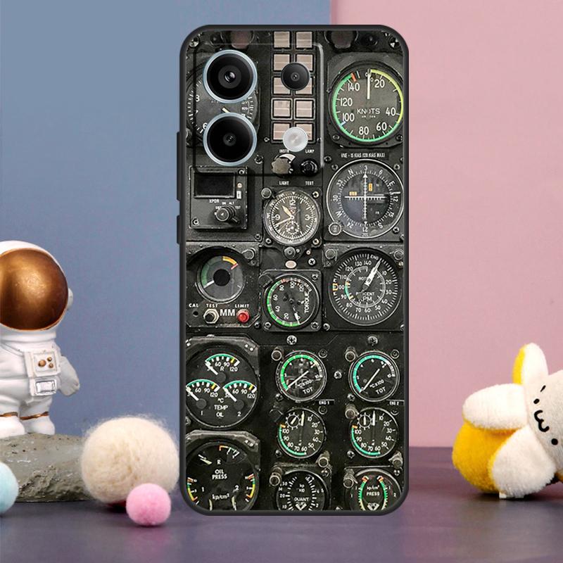Aircraft Cockpit Dashboard Case For Xiaomi Redmi Note 14 13 9 10 11 12 15 Pro Plus Redmi 15 15C 14C 10C 12C 13C Cover