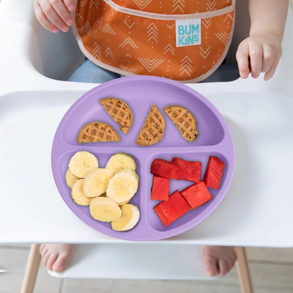Vicloon Baby Suction Plate, 3Pcs Silicone Baby Suction Plates, Non Slip Silicone Baby Weaning Plate, Divided Dishes for Toddler Kids Self Feeding, Fi