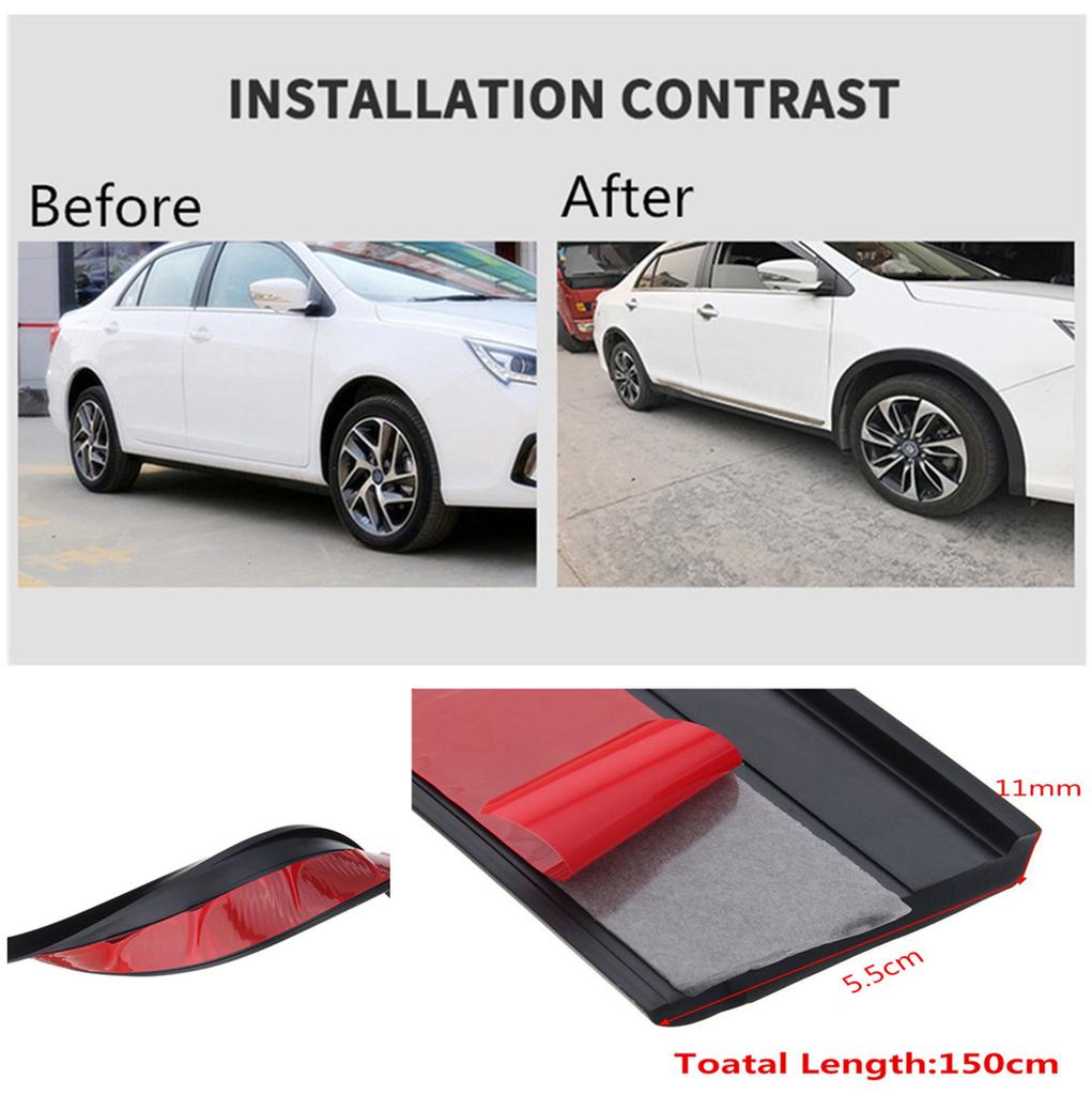 2Pcs 59'' Car Wheel Fender Extension Flares Arch Protector Wheel Eyebrow Rubber Strip 55Mm Widening