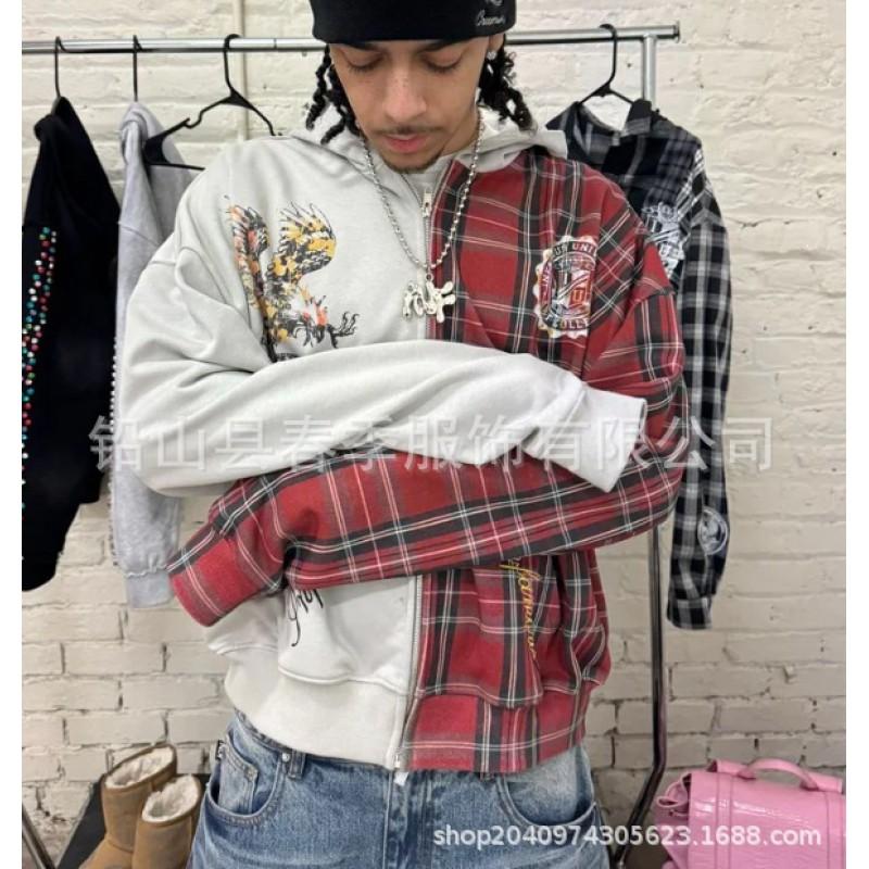 Mens 3D Printed Cropped Hooded Zip-Up Sweatshirt Loose Fit Casual Long Sleeve Pullover Winter