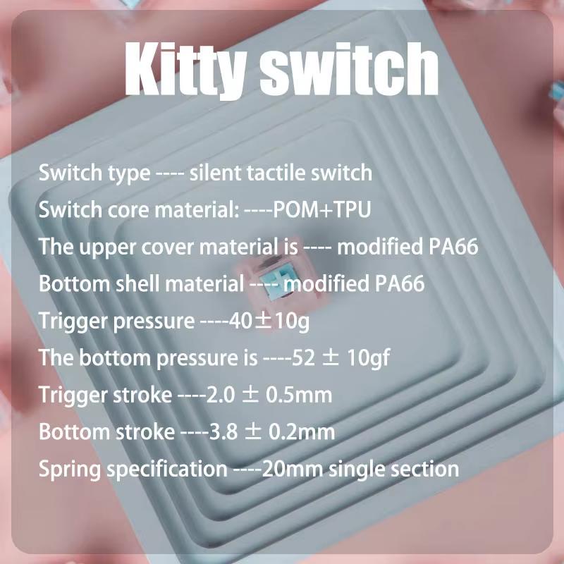Outemu Kitty Silent Switch 5Pin Taktil 52gf Mechanische Tastatur Stummschalter Rosa Milchgehäuse Fabrikgeschmiert Hervorragendes Gefühl Benutzerdefiniert