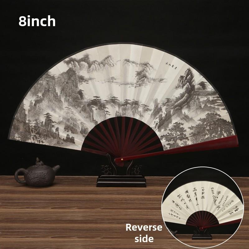 

8-дюймовый складной веер в китайском стиле: Ретро классический дизайн ханьфу для мальчиков