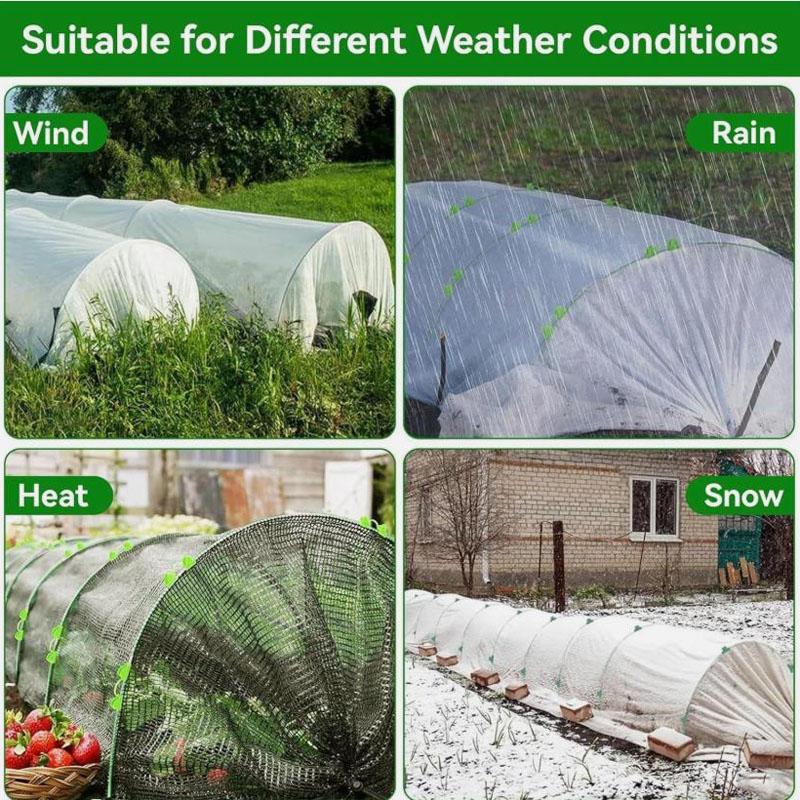 90PCS Greenhouse Hoops Set Reusable Bendable Fibreglass Grow Set With Protective Net Garden Plant Tunnel Arch Shed Bracket