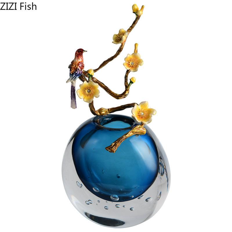 Enamel Colored Ocean Heart Glass Vase Desk Decoration Flowers Arrangement Transparent Blue Floral Vases Room Aesthetic Decor