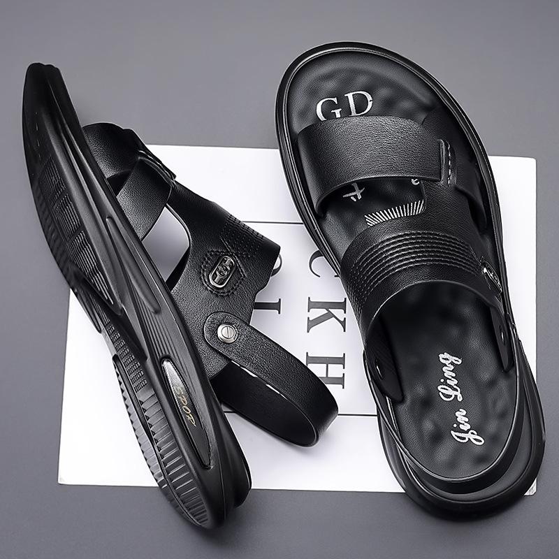 2025 new men's sandals wear dual-purpose real cowhide beach shoes men's genuine leather cool slippers driving soft-soled non-slip
