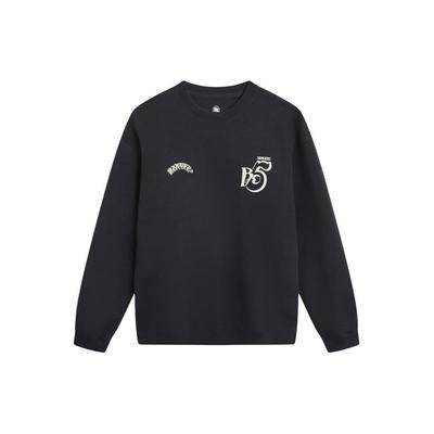 Li Ning Badfive Printed Crew Neck Casual Pullover Sweatshirt Men Sweatshirt Black AWDU091-5